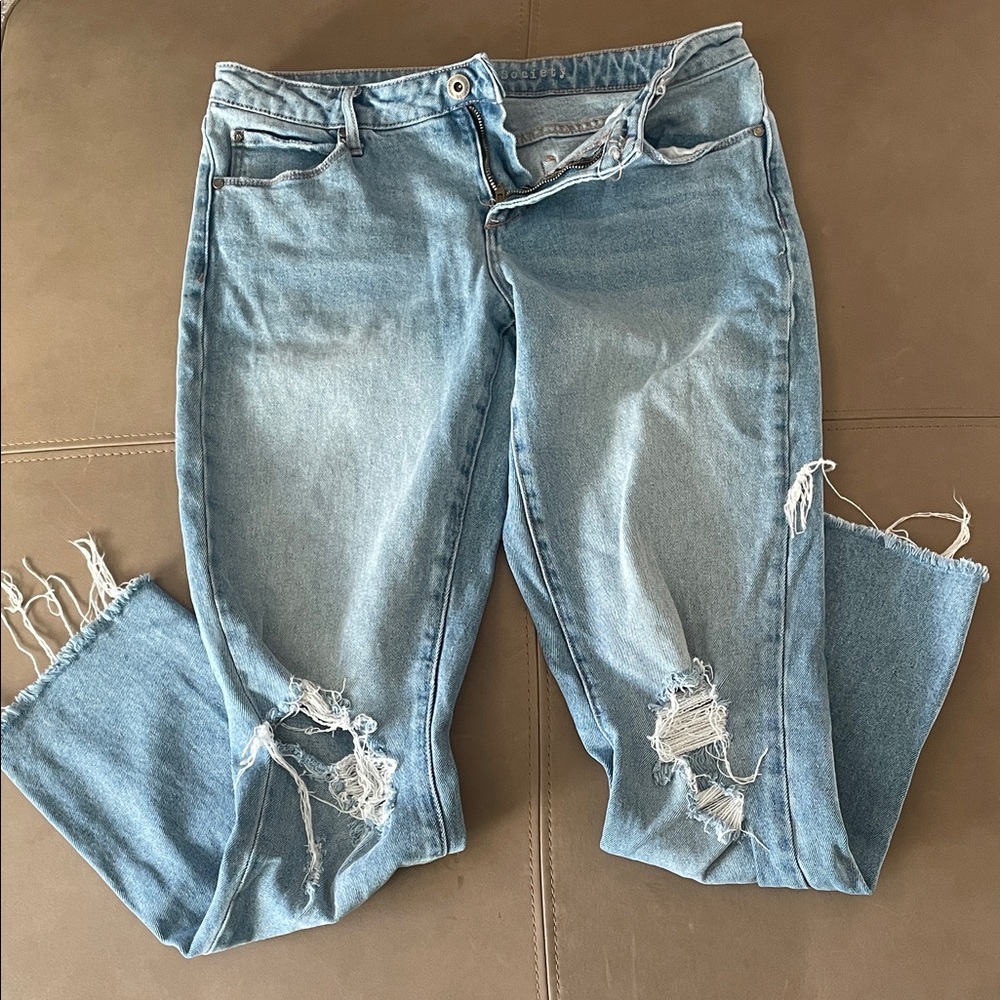 Articles Of Society Ripped Light Blue Ankle Jeans